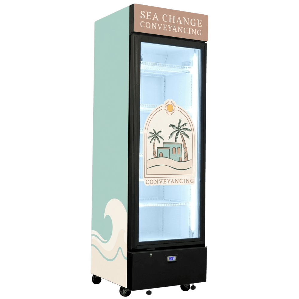 Sea Change Conveyancing branded bar fridge